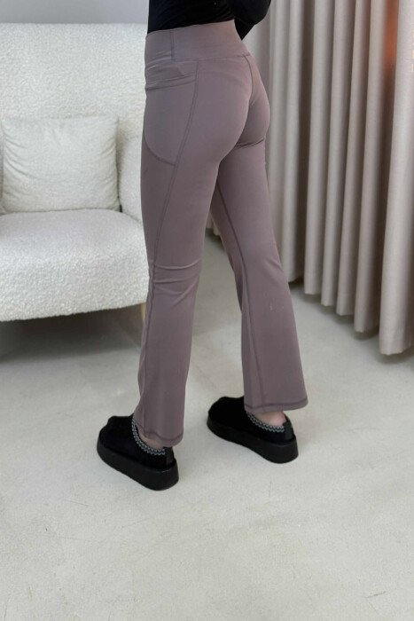 POCKETS DETAIL WIDE LEG ONE COLOR WOMEN LEGGINGS VINEGAR/UTHULL - 6