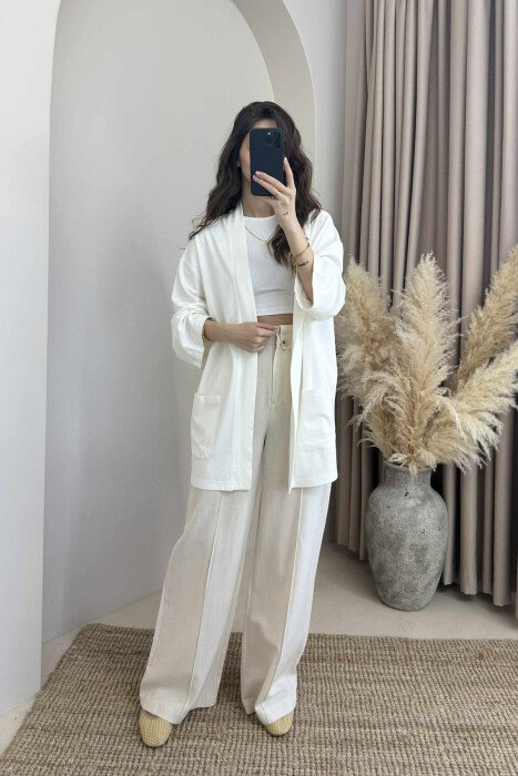 POCKET DETAILS ONE COLOR WOMEN SHIRT WHITE-E BARDHE - KLAUDIO FASHION