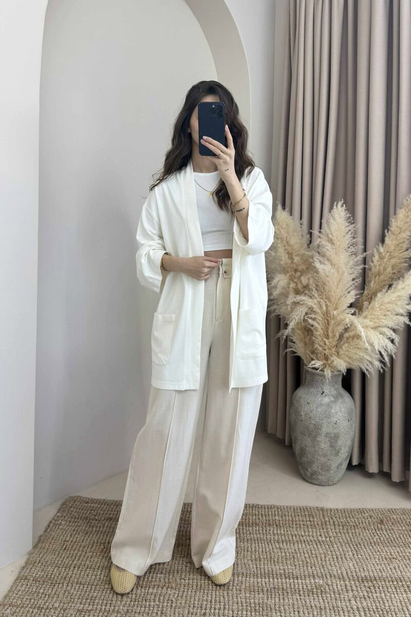 POCKET DETAILS ONE COLOR WOMEN SHIRT WHITE-E BARDHE - 1