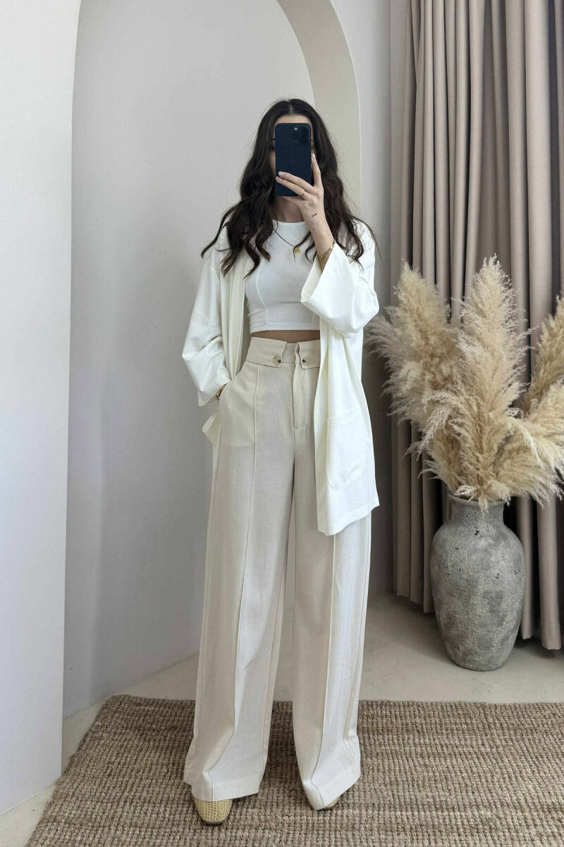 POCKET DETAILS ONE COLOR WOMEN SHIRT WHITE-E BARDHE - 2
