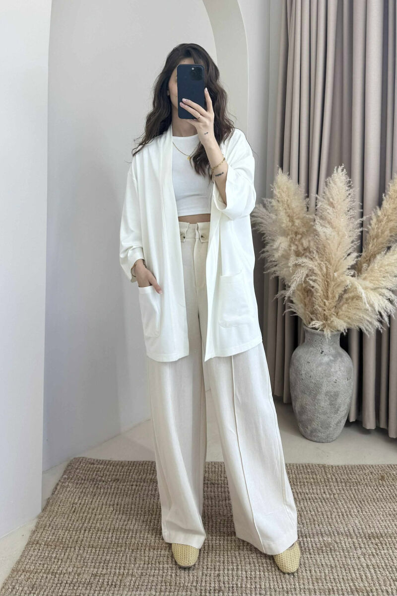 POCKET DETAILS ONE COLOR WOMEN SHIRT WHITE-E BARDHE - 3