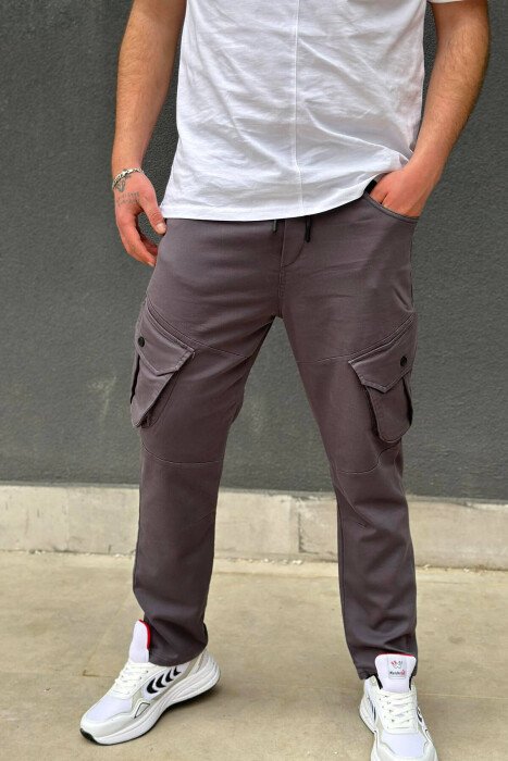 POCKET MEN CARGO PANTS DARK GREY/GEE - KLAUDIO FASHION