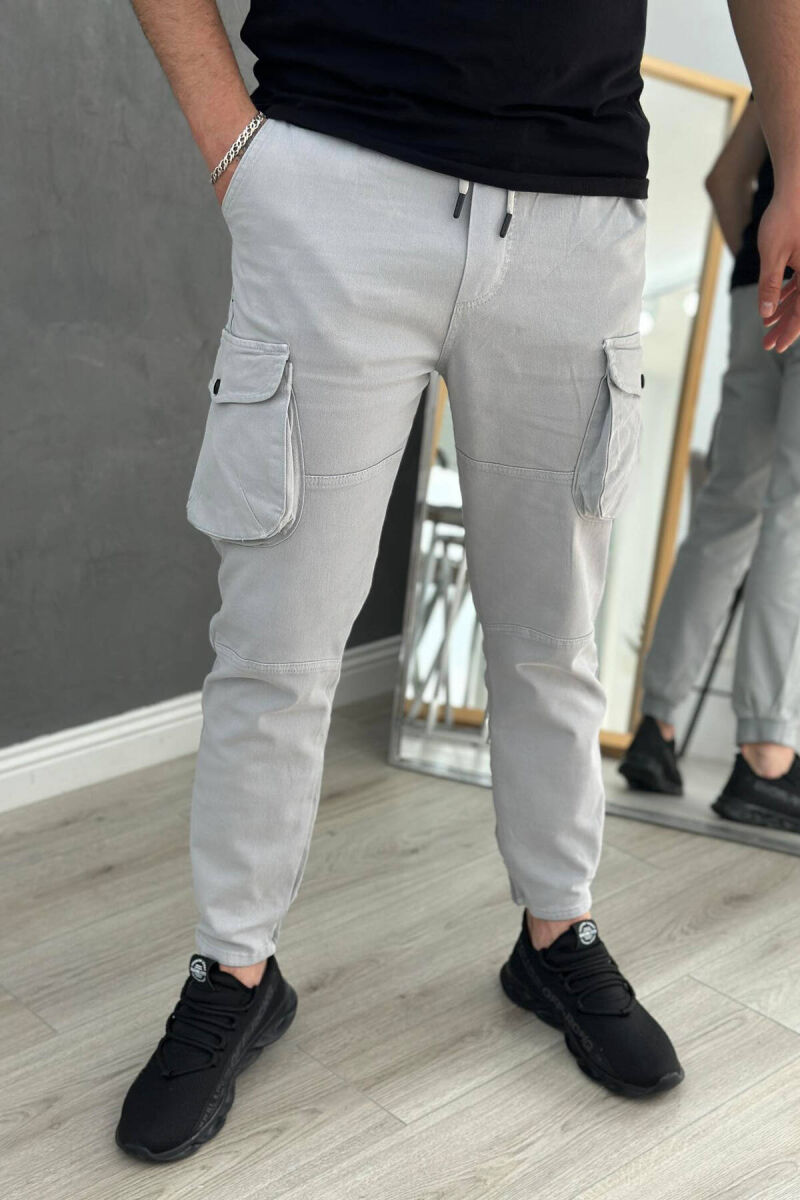 POCKET MEN CARGO PANTS LIGHT GREY/GZ - 1