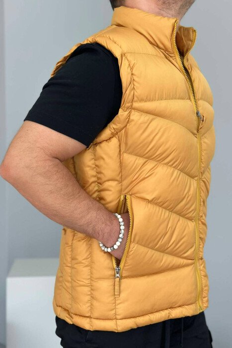 POCKET ONE COLOR MEN VEST MUSTARD/MUSTARDE - 3