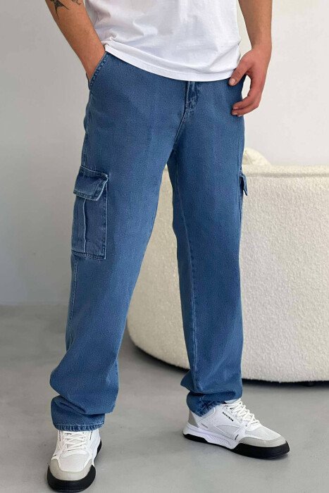 XHINSE KARGO NJË NGJYRËSHE PËR MESHKUJ NË NGJYRË BLU - KLAUDIO FASHION