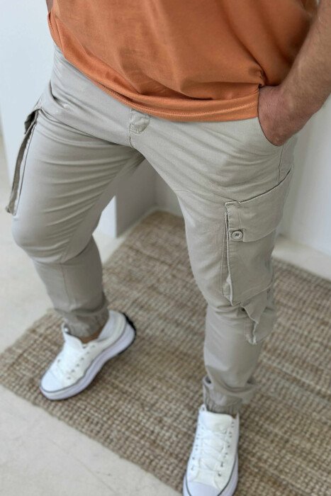 POCKETS DETAIL LACINGS MEN PANTS BEIGE/BEZHE - 3