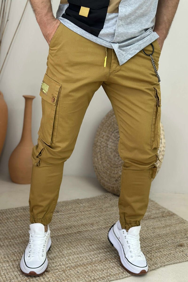 POCKETS DETAIL LACINGS MEN PANTS OLIVE/ULLI - 1