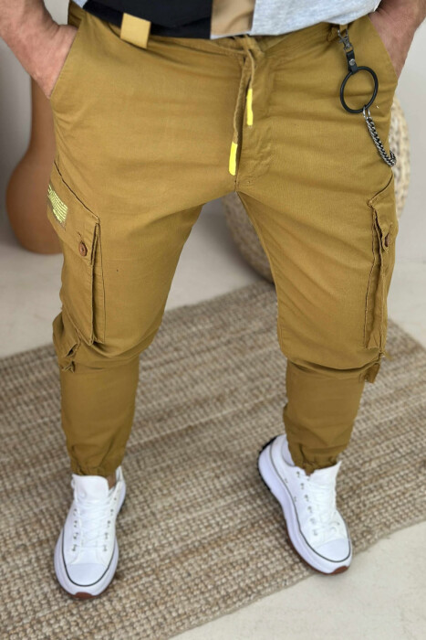 POCKETS DETAIL LACINGS MEN PANTS OLIVE/ULLI - 4