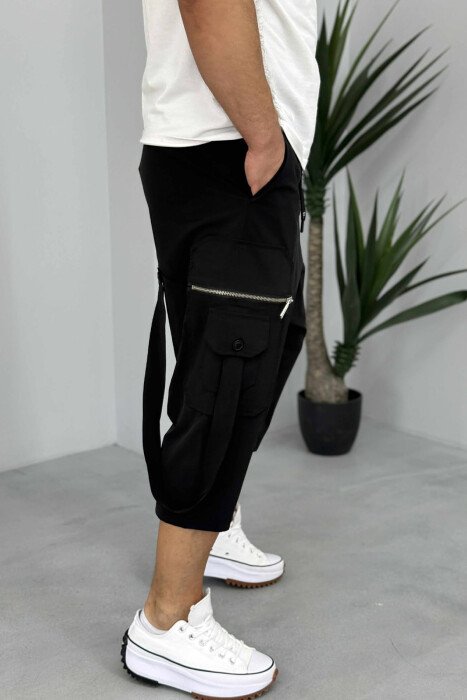 POCKETS DETAIL LACINGS MEN SHORT PANTS BLACK/ E ZEZE - 2