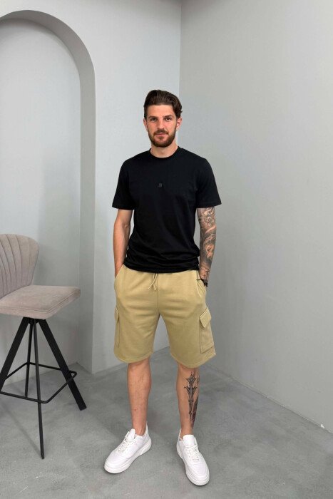 POCKETS DETAIL ONE COLOR MEN SHORT SWEATPANTS BEIGE/BEZHE 