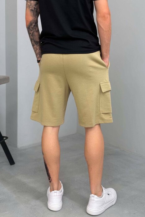 POCKETS DETAIL ONE COLOR MEN SHORT SWEATPANTS BEIGE/BEZHE - 4