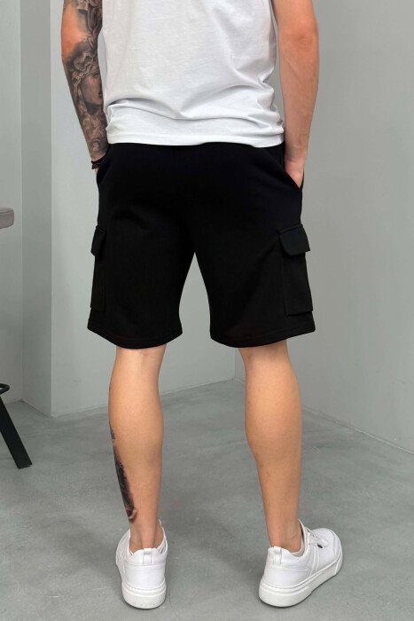 POCKETS DETAIL ONE COLOR MEN SHORT SWEATPANTS BLACK/ E ZEZE - 4