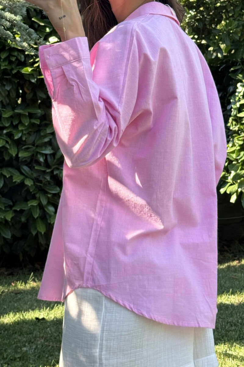 POCKETS DETAIL ONE COLOR WOMEN SHIRT PINK/ROZE - 4