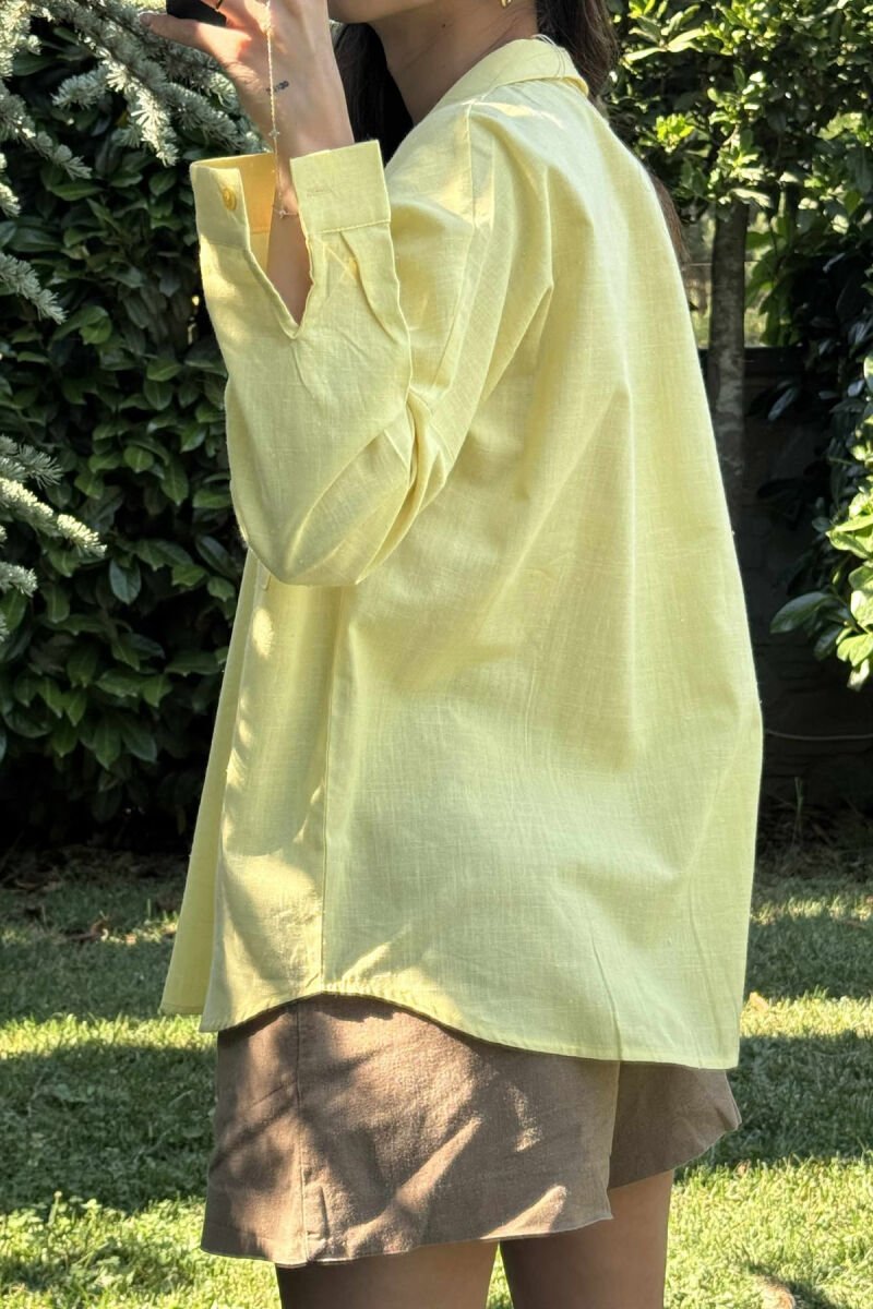 POCKETS DETAIL ONE COLOR WOMEN SHIRT YELLOW/E VERDHE - 5