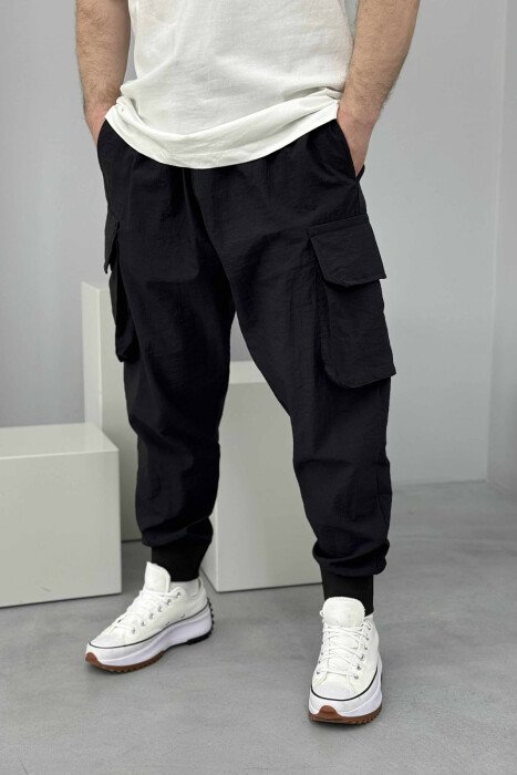 POCKETS DETAIL PARACHUTE MEN PANTS BLACK/ E ZEZE - 3