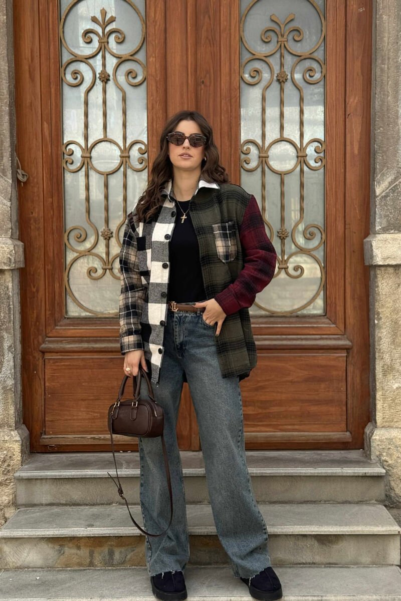POCKETS DETAIL PLAID WOMEN JACKET MULTIPLE/SHNGJ - 3
