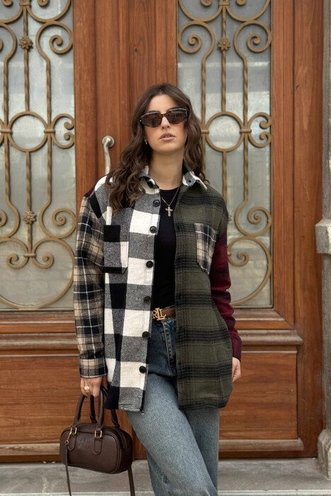 POCKETS DETAIL PLAID WOMEN JACKET MULTIPLE/SHNGJ - 4