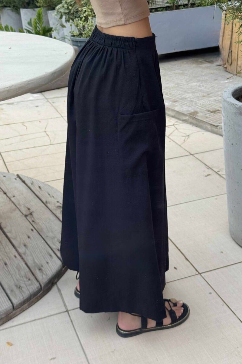 POCKETS DETAIL WIDE LEG WOMEN TROUSERS BLACK/ E ZEZE - 5