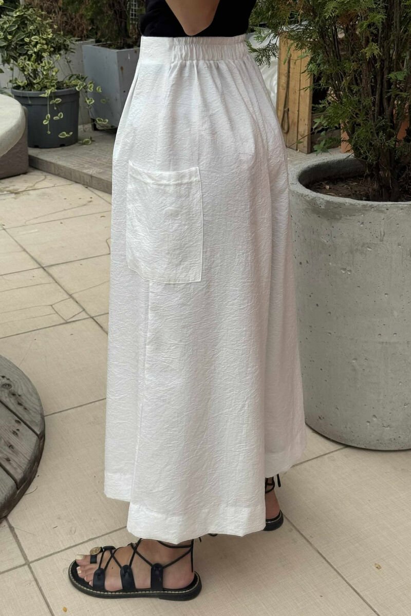 POCKETS DETAIL WIDE LEG WOMEN TROUSERS WHITE-E BARDHE - 4