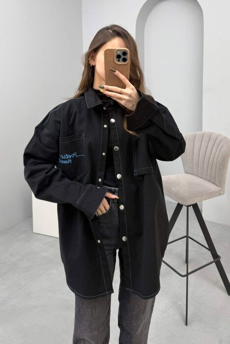 POETIC HEART DENIM WOMEN JACKET BLACK-BLUE/ZEBL - 