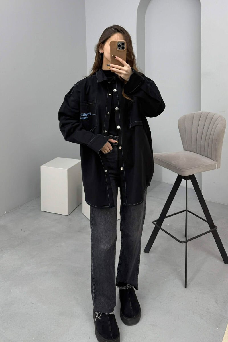 POETIC HEART DENIM WOMEN JACKET BLACK-BLUE/ZEBL - 3