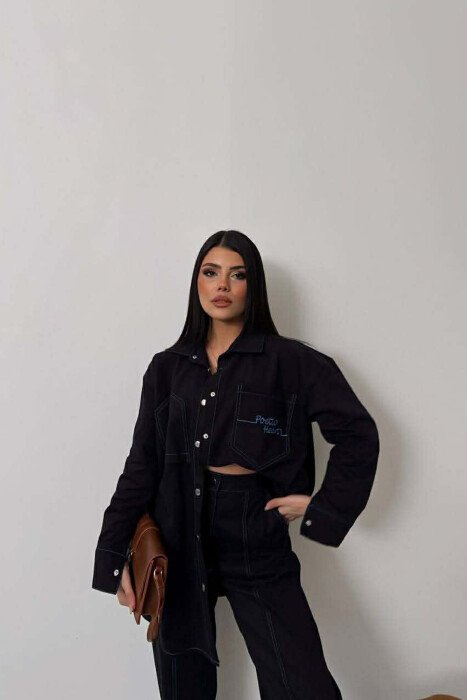 POETIC HEART JACKET+JEANS DENIM WOMEN SET BLACK-BLUE/ZEBL - 4