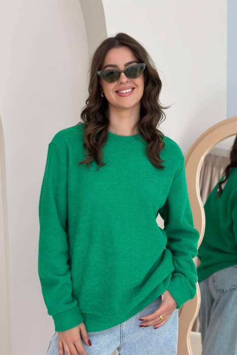 POLAR ONE COLOR WOMEN SWEATSHIRT GREEN/JESHILE - KLAUDIO FASHION
