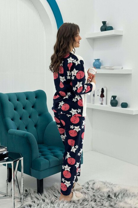 POLAR ROUND NECK SWEATSHIRT+SWEATPANTS WOMEN PYJAMAS WHITE-E BARDHE - 4