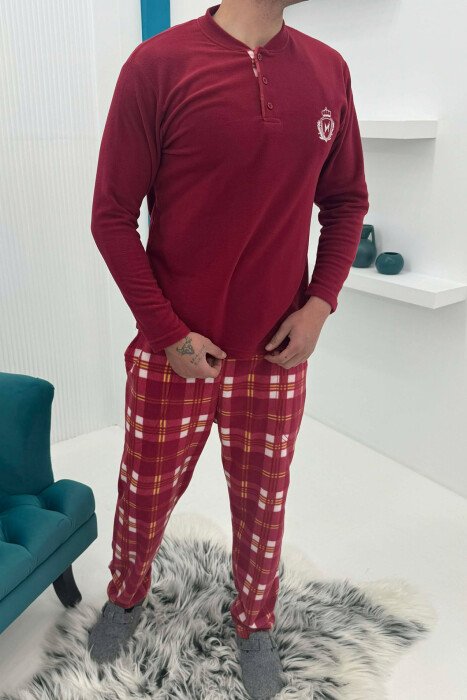 POLAR SWEATSHIRT+ SWEATPANTS MEN PYJAMAS BURGUNDY/VISHNJE - 5