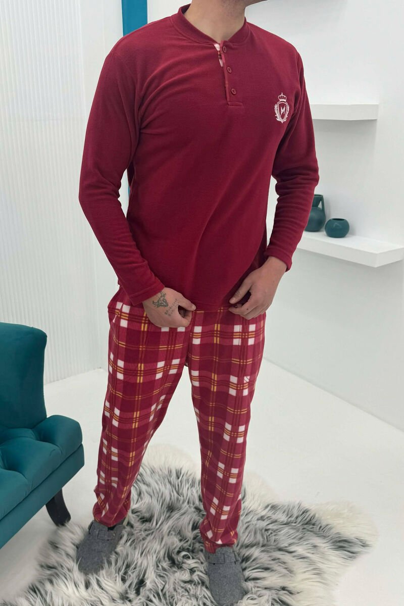 POLAR SWEATSHIRT+ SWEATPANTS MEN PYJAMAS BURGUNDY/VISHNJE - 5