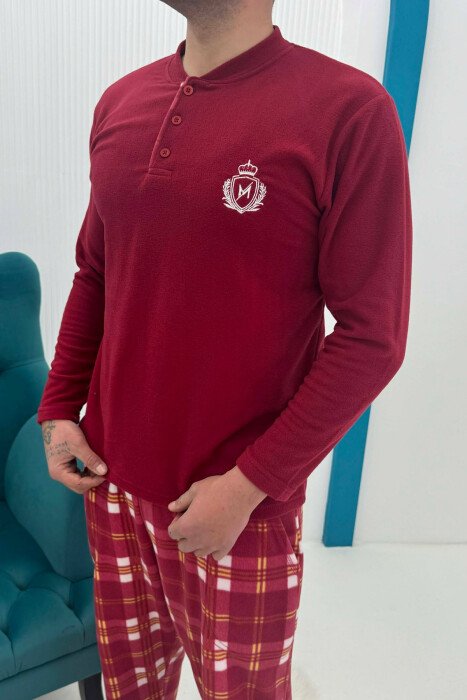 POLAR SWEATSHIRT+ SWEATPANTS MEN PYJAMAS BURGUNDY/VISHNJE - 2