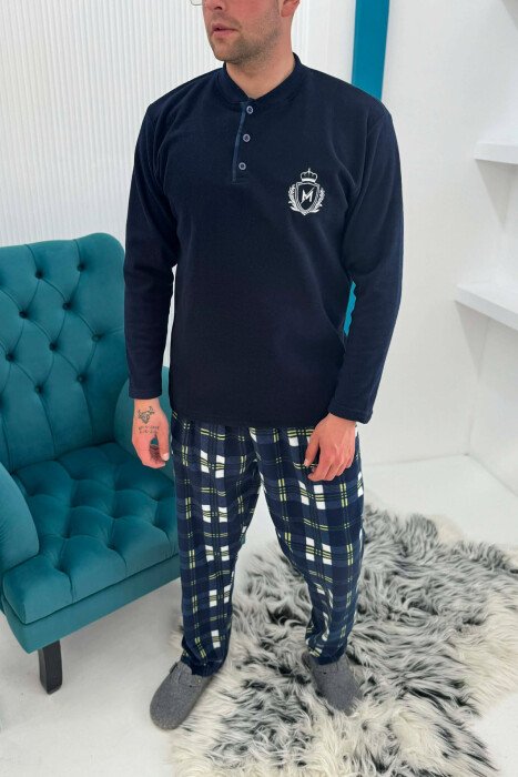 POLAR SWEATSHIRT+ SWEATPANTS MEN PYJAMAS DARK BLUE/BEE 