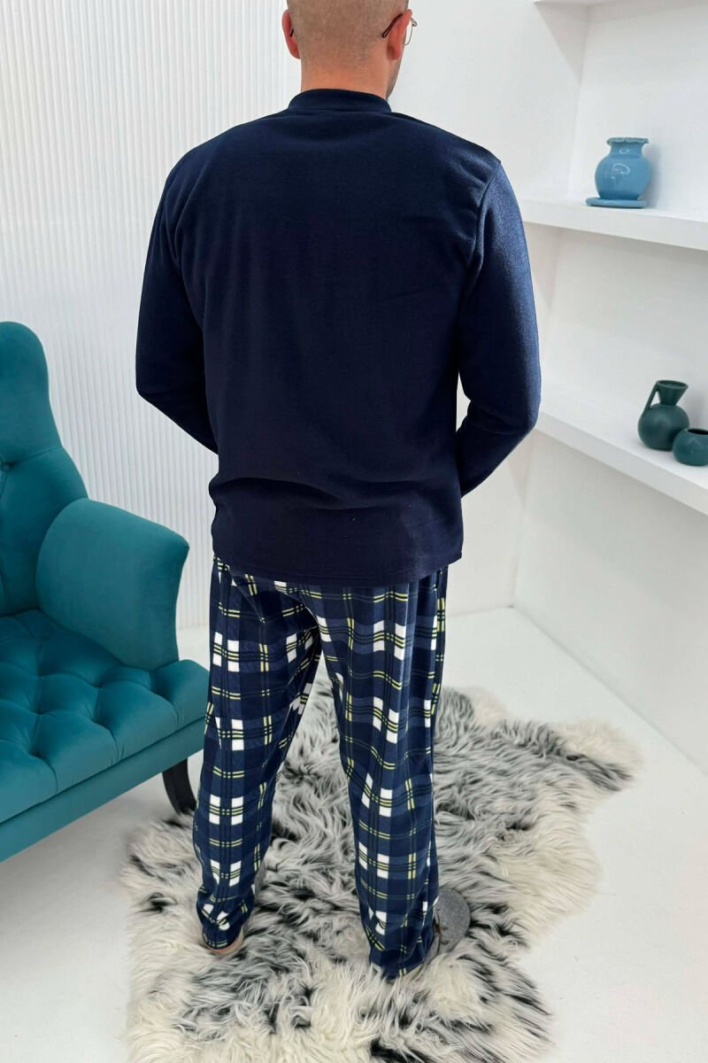 POLAR SWEATSHIRT+ SWEATPANTS MEN PYJAMAS DARK BLUE/BEE - 6