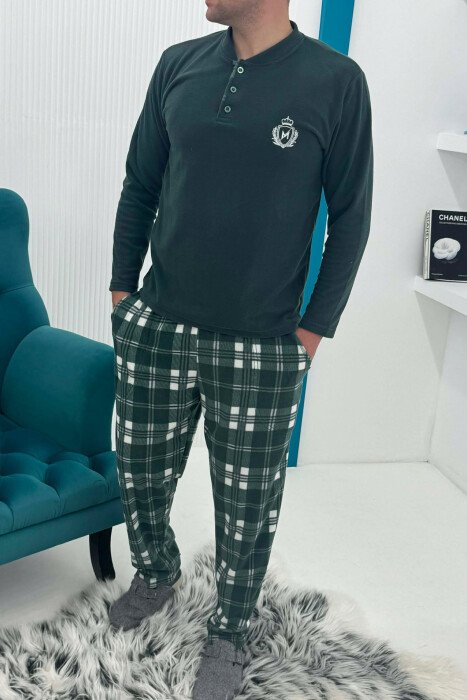 POLAR SWEATSHIRT+ SWEATPANTS MEN PYJAMAS GREEN/JESHILE - KLAUDIO FASHION