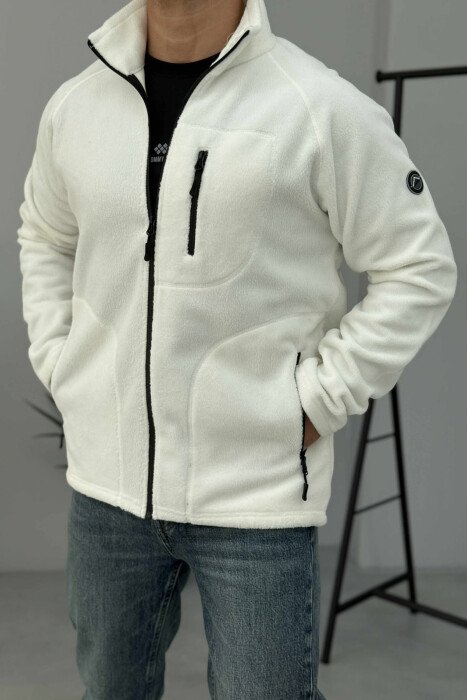 POLAR WARM ONE COLOR ZIPPER MEN JACKET WHITE-E BARDHE - 2