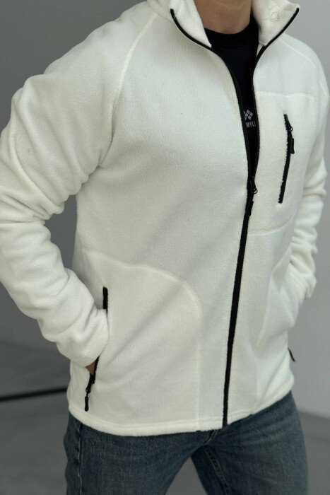 POLAR WARM ONE COLOR ZIPPER MEN JACKET WHITE-E BARDHE - 3
