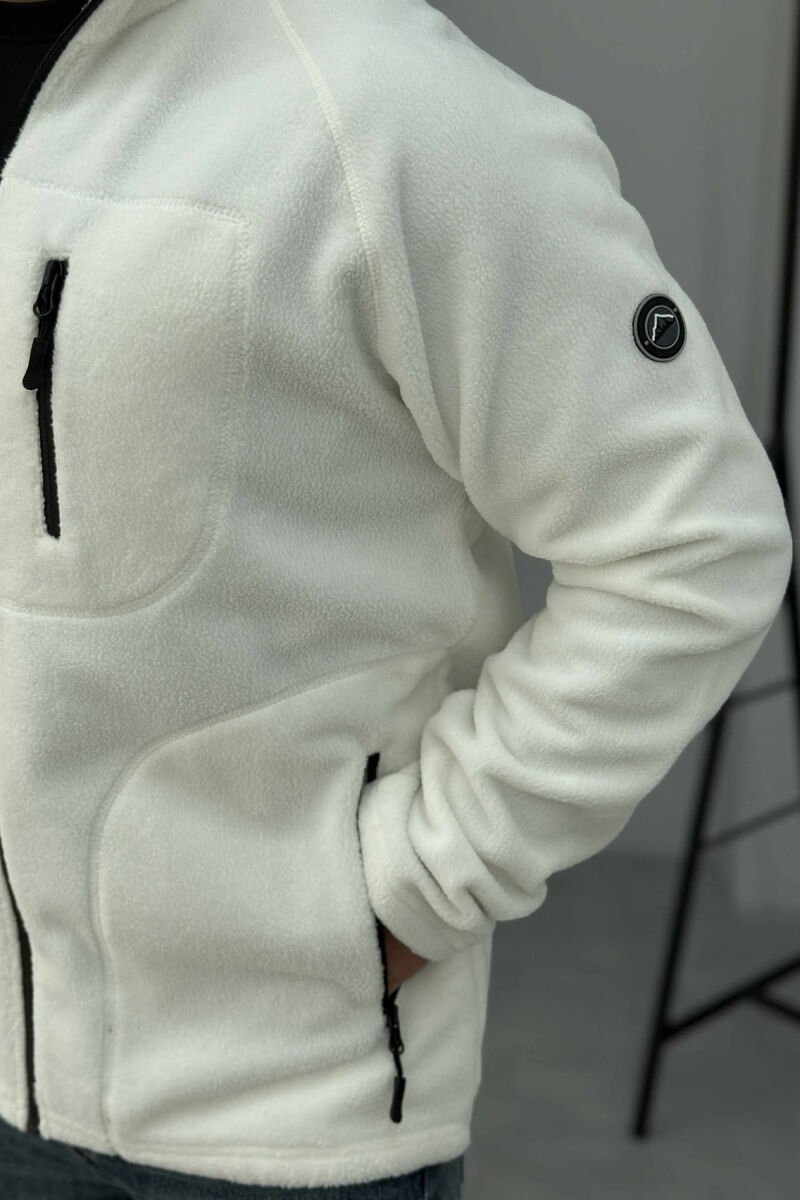 POLAR WARM ONE COLOR ZIPPER MEN JACKET WHITE-E BARDHE - 4