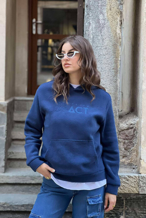 POLAR WRITTINGS WOMEN HOODIE BLUE/BLU - KLAUDIO FASHION