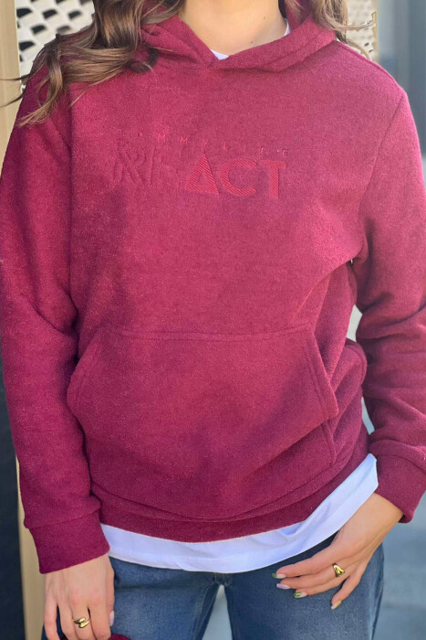 POLAR WRITTINGS WOMEN HOODIE BURGUNDY/VISHNJE - KLAUDIO FASHION