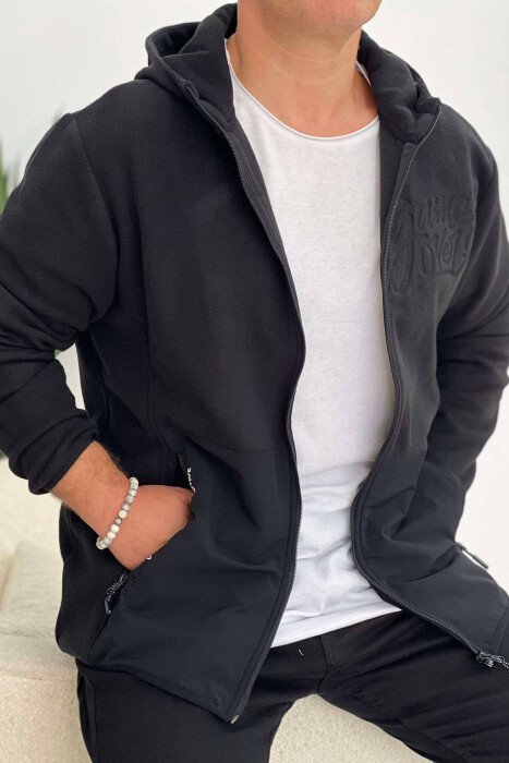 POLAR ZIPPER HOOD MEN JACKET BLACK/ E ZEZE - KLAUDIO FASHION