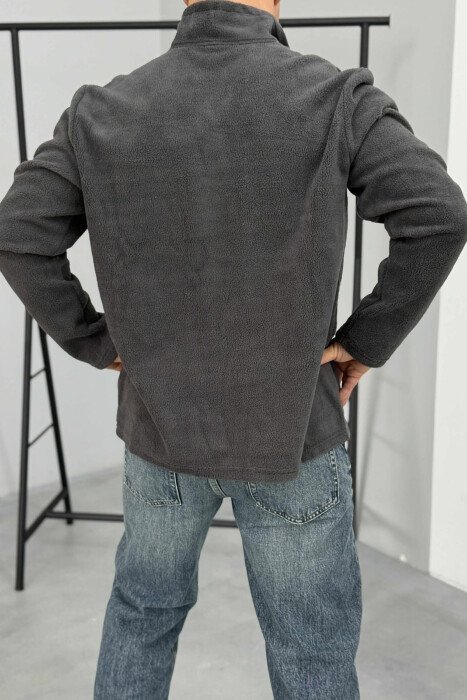 POLAR ZIPPER NECK ONE COLOR MEN SWEATSHIRT DARK GREY/GEE - 3