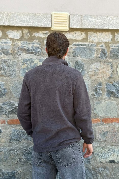 POLAR ZIPPER NECK ONE COLOR MEN SWEATSHIRT GREY/GRI - 2