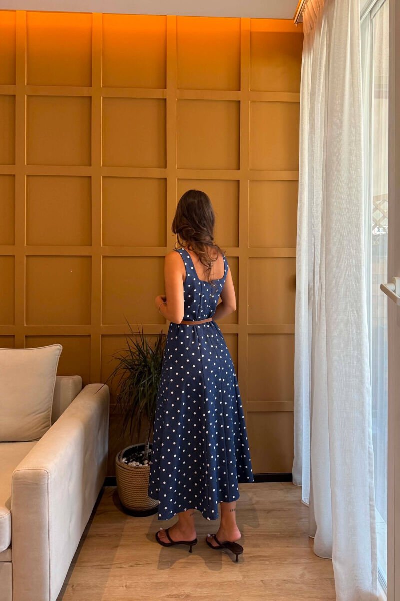 POLKA DOTS BELT DETAIL WOMAN DRESS BLUE/BLU - 2