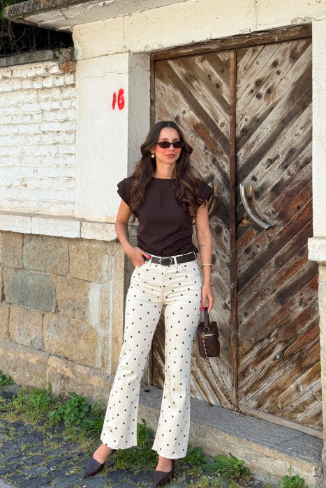XHINSE ME RRIP ME DETAJE POLKA DOTS PER FEMRA NE NGJYRE KREM - KLAUDIO FASHION