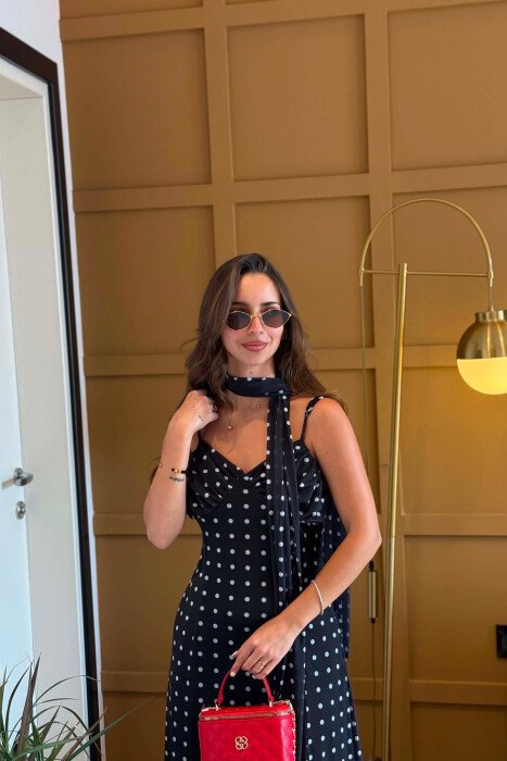 POLKA DOTS DESIGN LONG WOMEN DRESS BLACK/ E ZEZE - 3