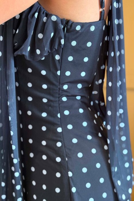 POLKA DOTS DESIGN LONG WOMEN DRESS BLACK/ E ZEZE - 5