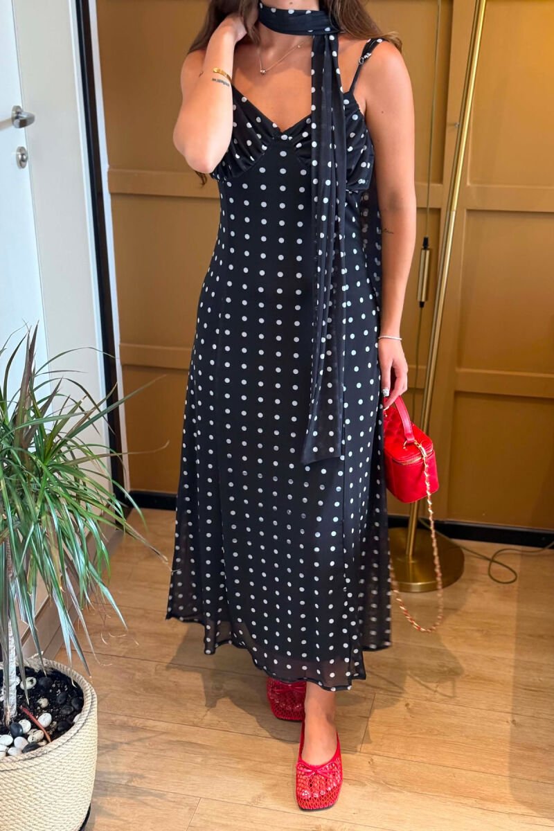 POLKA DOTS DESIGN LONG WOMEN DRESS BLACK/ E ZEZE - 6
