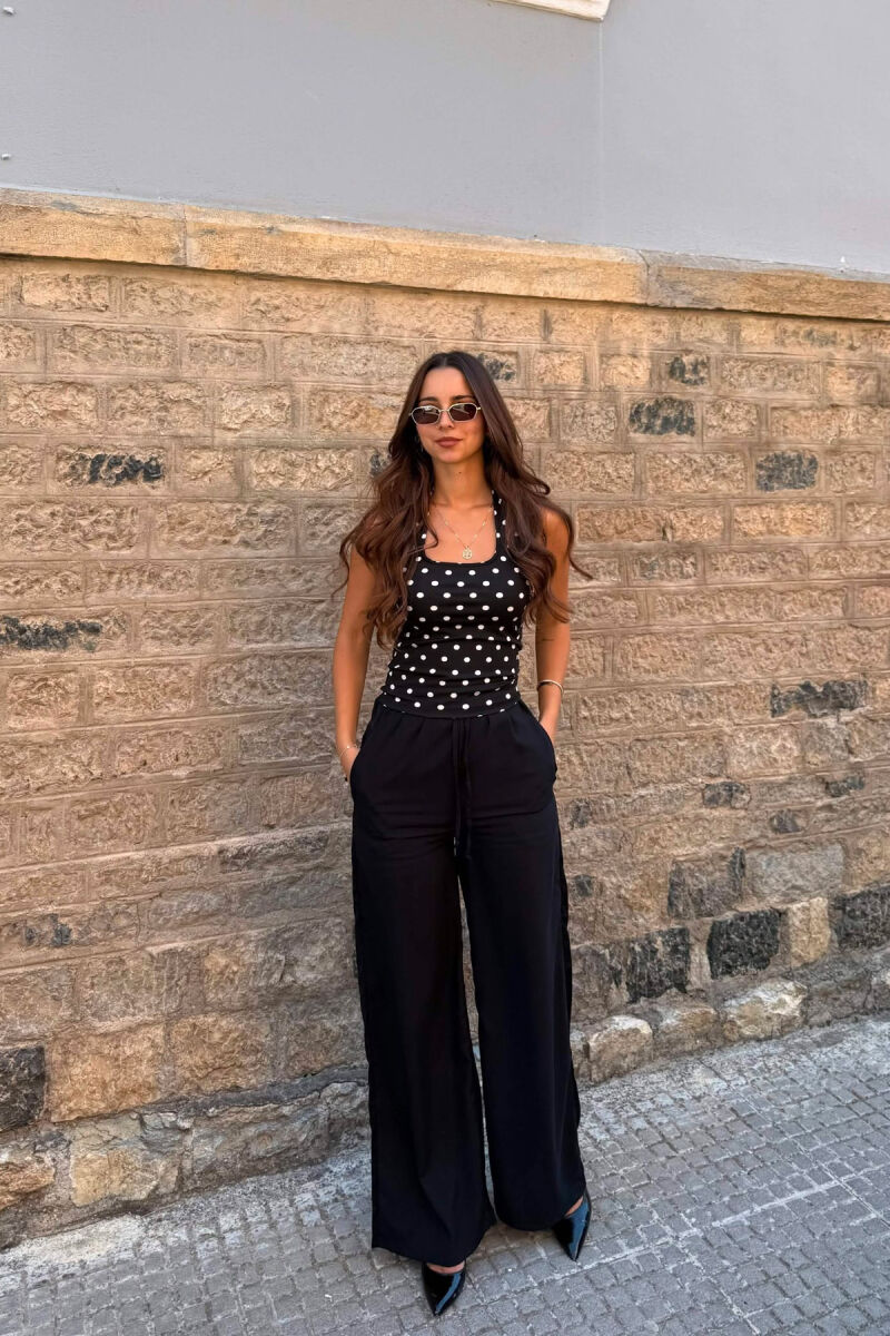 POLKA DOTS DESIGN SIMPLE WOMEN TANK TOP BLACK/ E ZEZE - 2