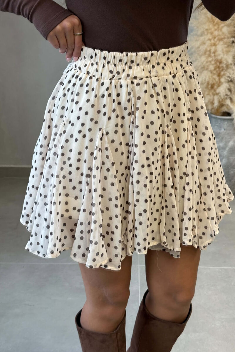 POLKA DOTS ELASTIC WAIST WOMAN SKIRT BEIGE/BEZHE - 3