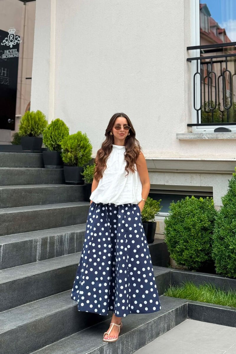 POLKA DOTS ELASTIC WAIST WOMAN SKIRT BLUE/BLU - 2